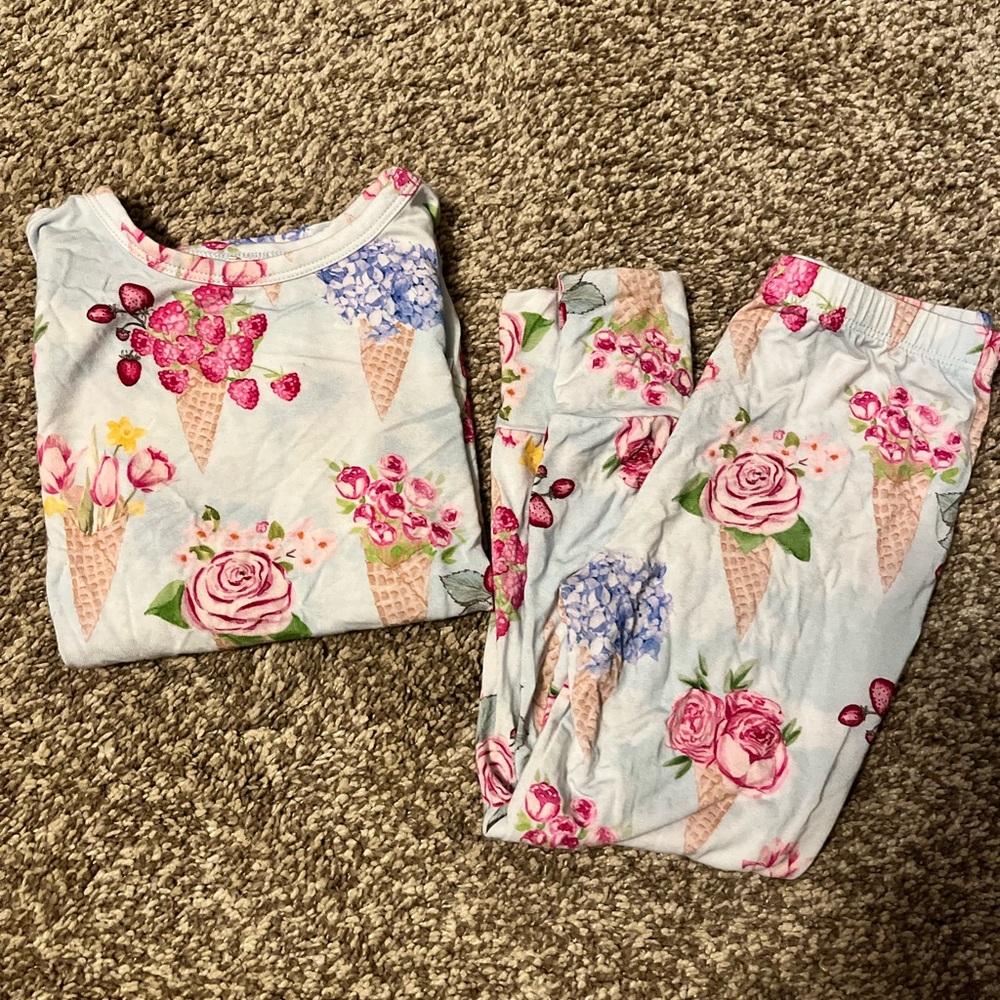 Floral Ice Cream Bamboo Kids Pajamas